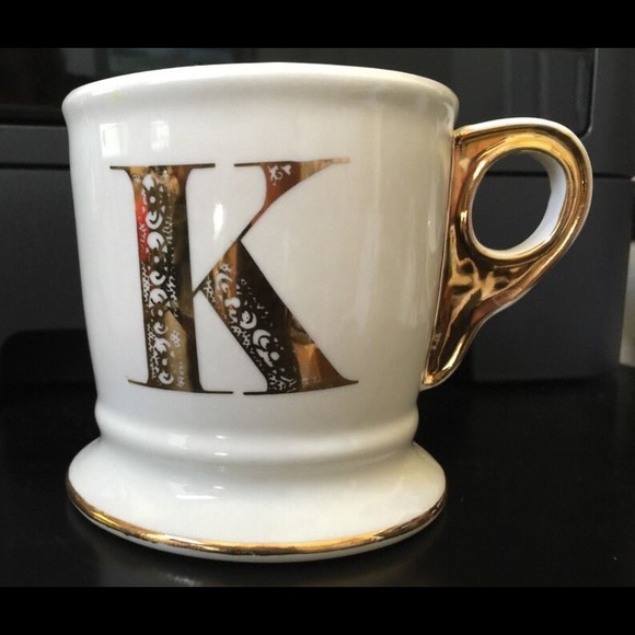 Anthropologie monogrammed K gold trim mug - Picture 2 of 6